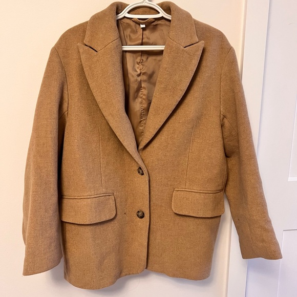 & other stories tan wool blazer size S